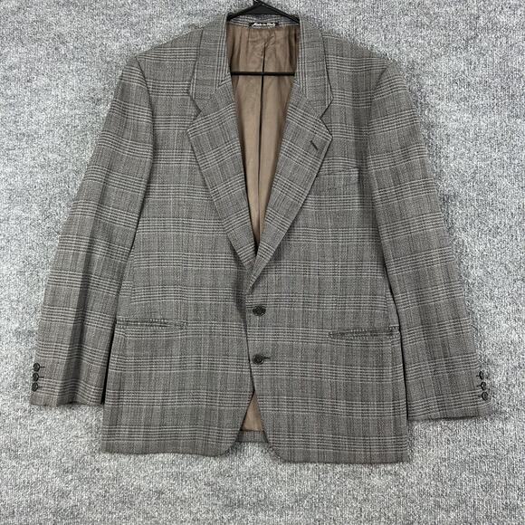 Vintage Mani By Giorgio Armani Blazer 42 Gray Wool Plaid SportCoat Office 90s